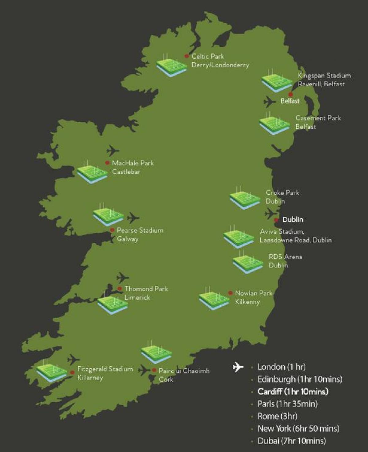 アイルランドの競技場地図